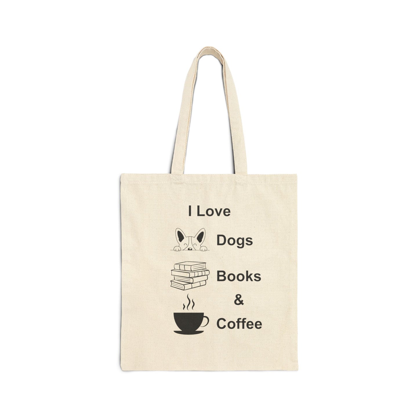 I Love Dogs Books and Coffee Tote Bag – Perfect for Dog Lovers and Bookworms