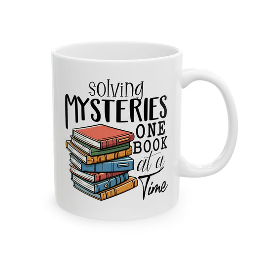 SOLVING MYSTERIES ONE BOOK AT A TIME Coffee Mug