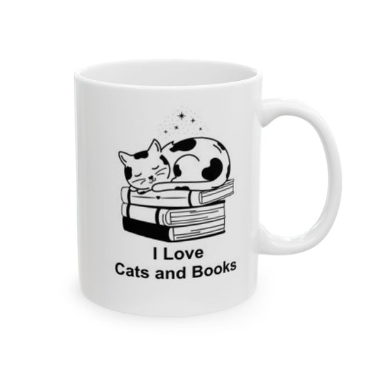 I LOVE CATS AND BOOKS Coffee Mug